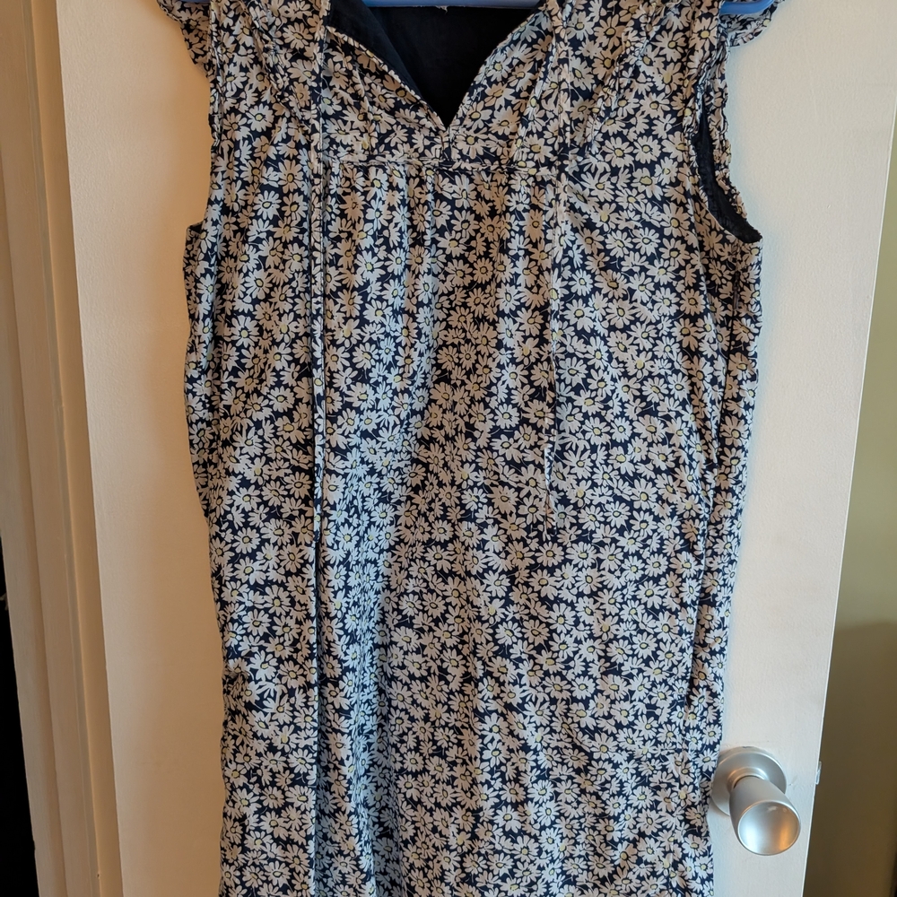 J. Crew Blue and White Sheath Dress with Sweetheart Neckline